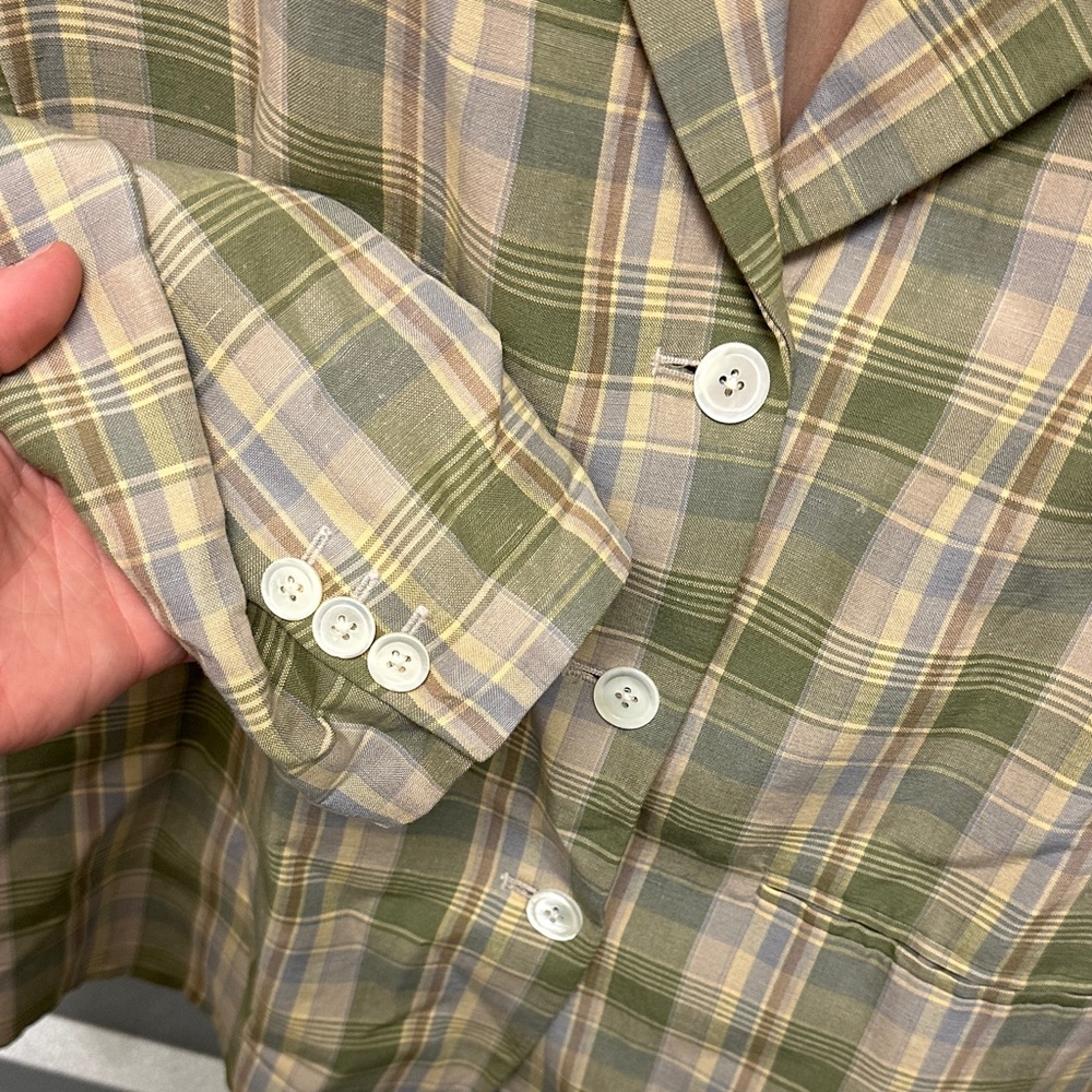 GAP Womens Plaid Linen Vintage Blazer Office Jacket Size Medium Retro Preppy 90s - Picture 4 of 8